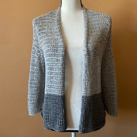 Eileen Fisher Gray Knit open cardigan sweater - Picture 5 of 5